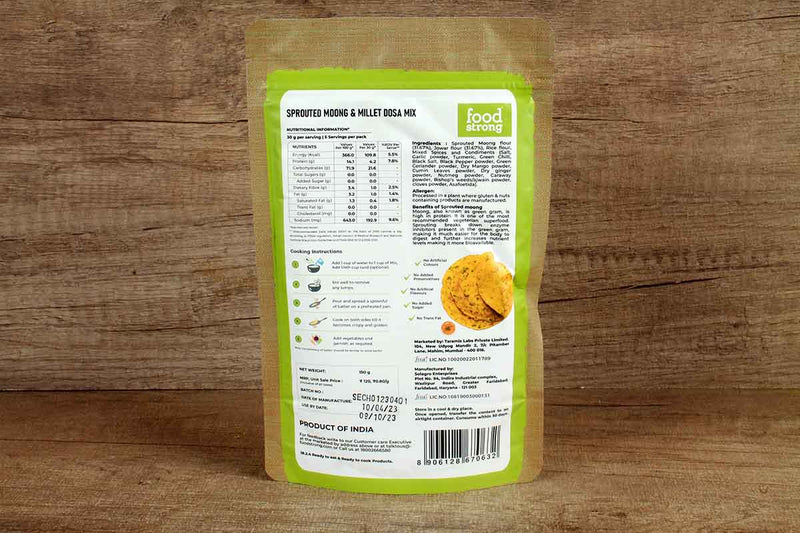 food strong sprouted moong & millet dosa mix chilli chat flavour 150