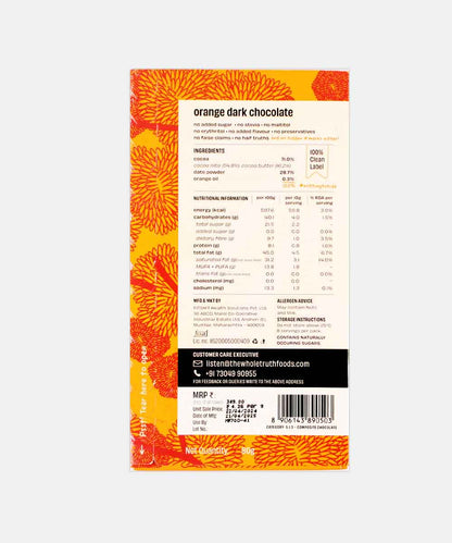 The Whole Truth Orange Dark Chocolate No Added Sugar 80 Gm