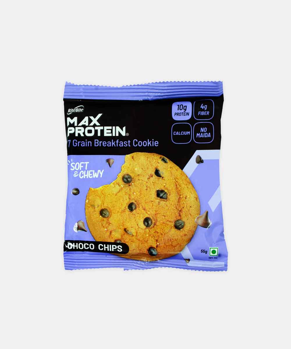 Rite Bite Max Protein 7 Grain Breakfast Choco Chips Cookie 55 Gm