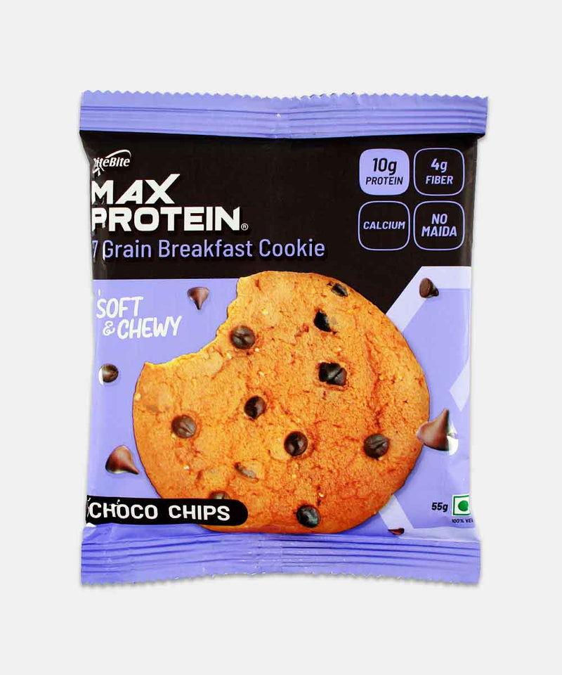 RITE BITE MAX PROTEIN 7 GRAIN BREAKFAST CHOCO CHIPS COOKIE 55