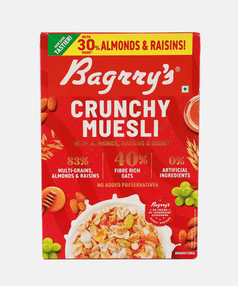 BAGRRYS CRUNCHY MUESLI ALMOND RAISINS & HONEY 500