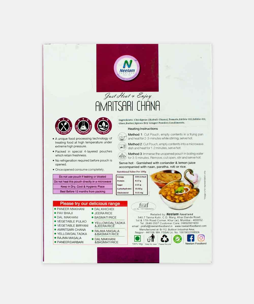 Neelam Jain Amritsari Chana Masala Heat & Eat  285 Gm
