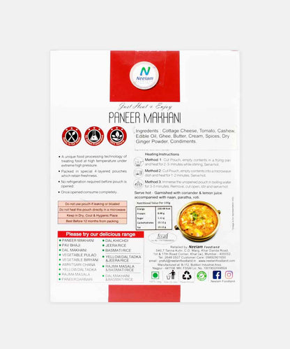 Neelam Jain Paneer Makhani Heat & Eat 285 Gm