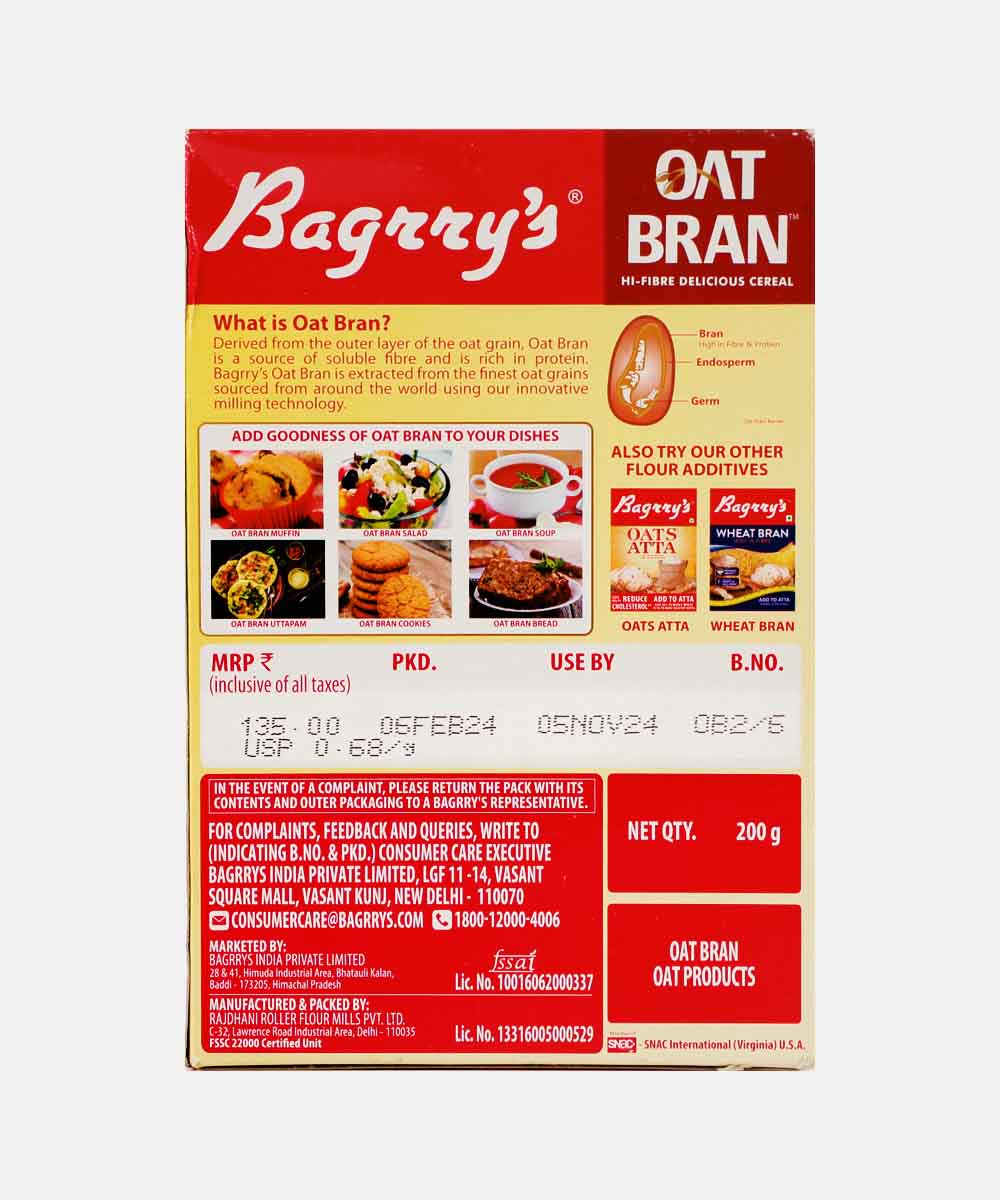 Bagrrys Oat Bran Cereal 200 Gm