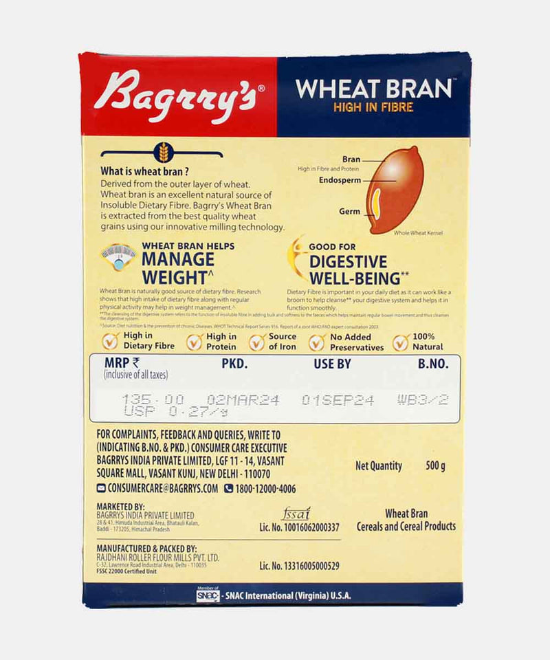 BAGRRYS WHEAT BRAN 500