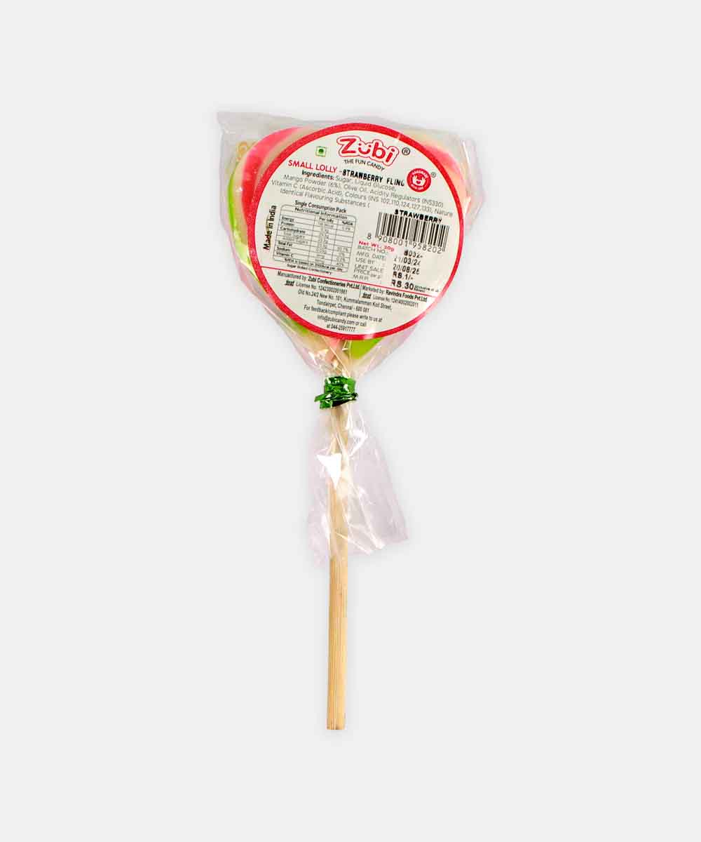 Zubi Strawberry Candy Lolly Pop 30 Gm