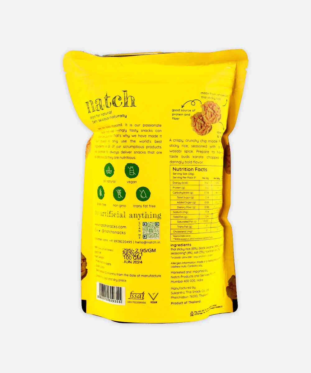 Natch Wasabi Thai Rice Chips 100 Gm