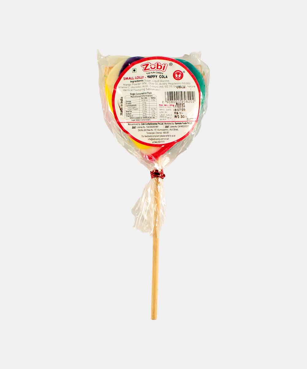 Zubi Happy Cola Candy Lollypop 30 Gm