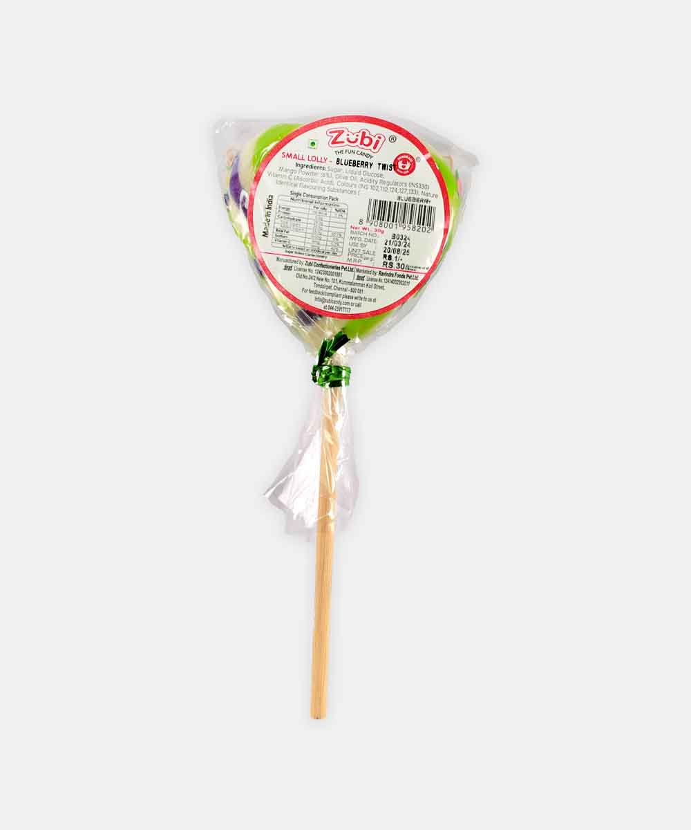 Zubi Blueberry Twist Candy Lollypop 30 Gm