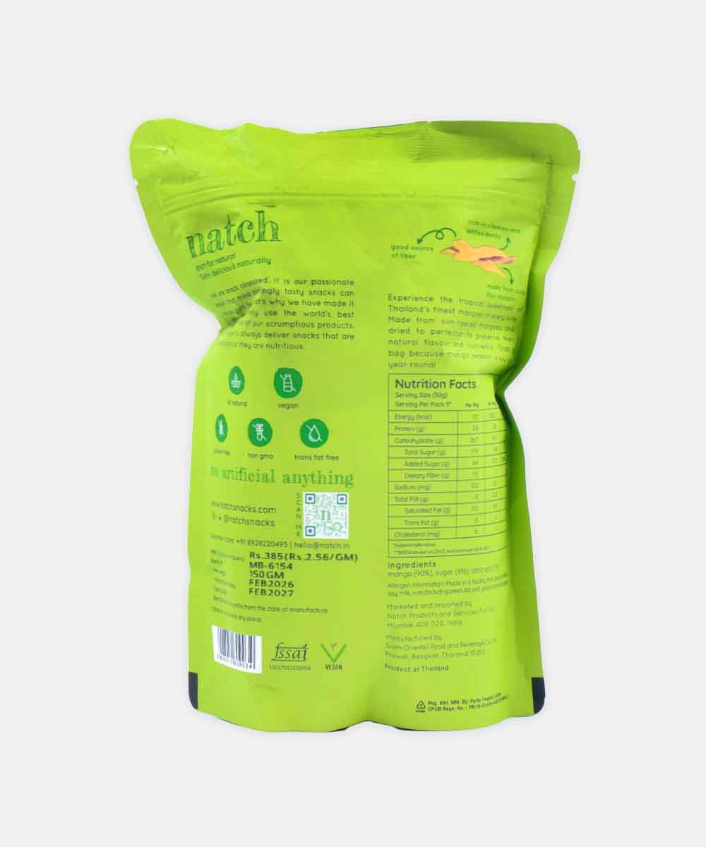 Natch Dried Thai Mango Slices Bare 150 Gm