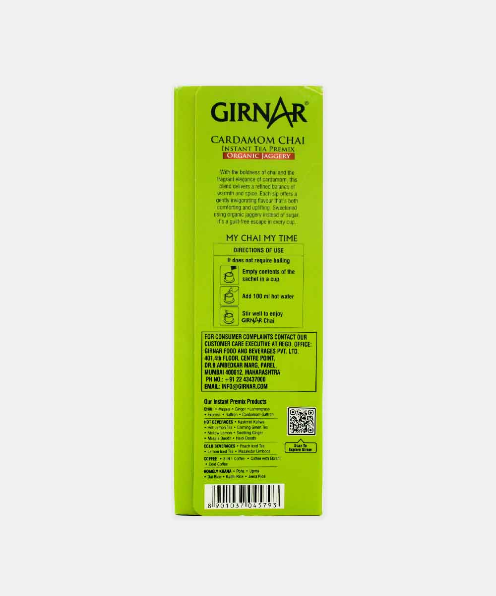 Girnar Cardamom Premix Organic Jaggery Chai 140 Gm
