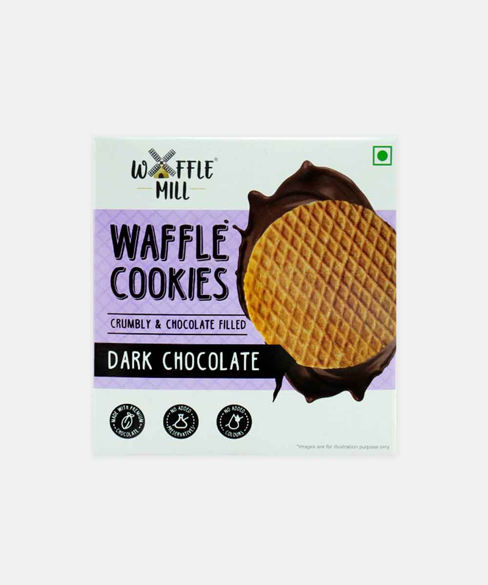 Waffle Mill Dark Chocolate Crumbly & Chocolate Filled Waffle Cookies 70 Gm