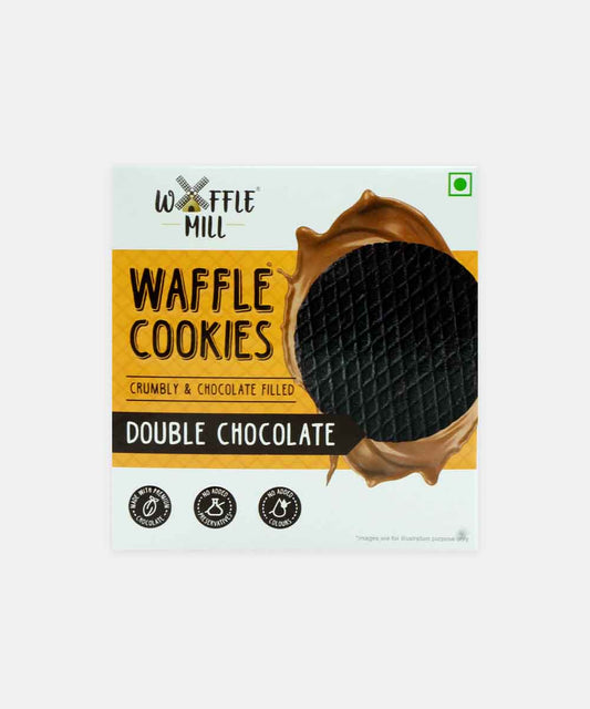 Waffle Mill Double Chocolate Crumbly & Chocolate Filled Waffle Cookies 70 Gm