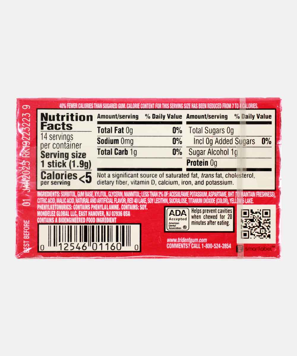 Trident Island Berry Lime Sugar Free Gum 14 Stick 14 Gm