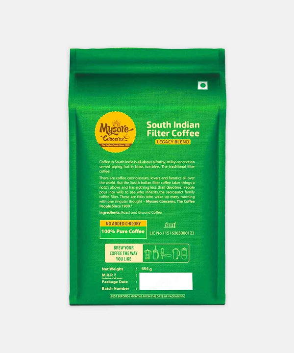 MYSORE CONCERNS SOUTH INDIAN LEGACY BLEND FILTER COFFEE 454 GM