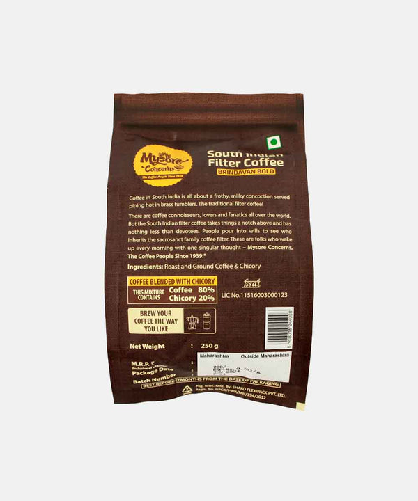 MYSORE CONCERNS SOUTH INDIAN BRINDAVAN BOLD FILTER COFFEE 250 GM