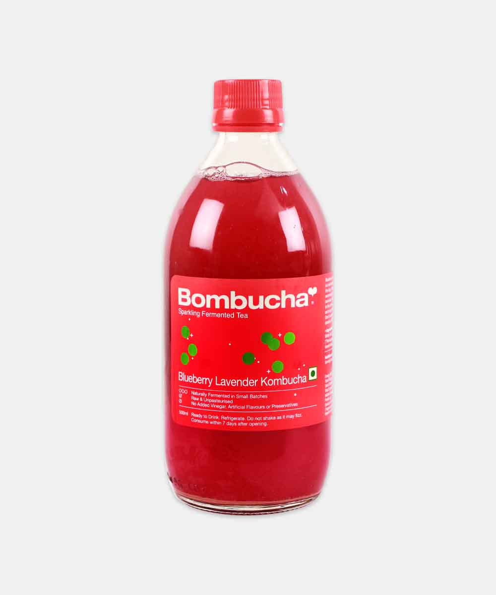 Bombucha Blueberry Lavender Kombucha Probiotic Sparkling Fermented Tea 500 Ml