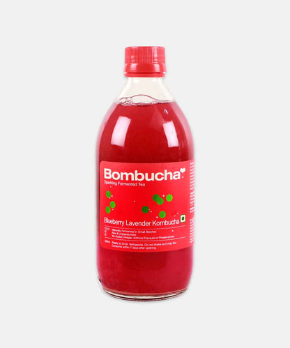 Bombucha Blueberry Lavender Kombucha Probiotic Sparkling Fermented Tea 500 Ml