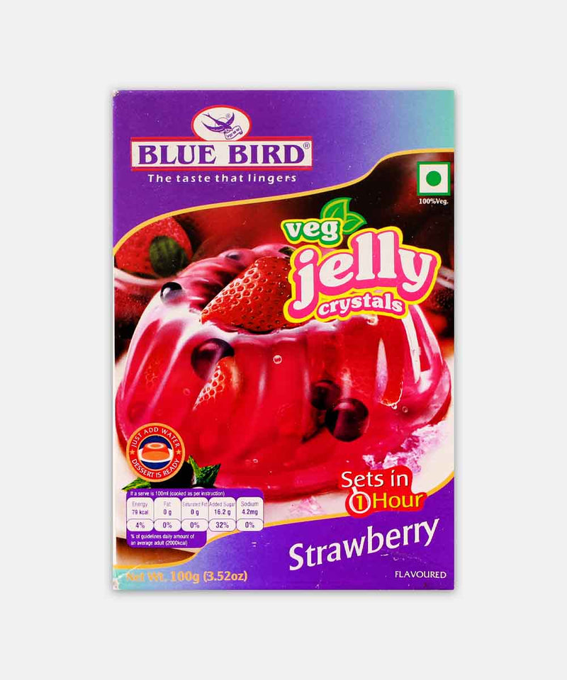 BLUE BIRD VEG JELLY CRYSTALS STRAWBERRY FLAVOURED 100 GM