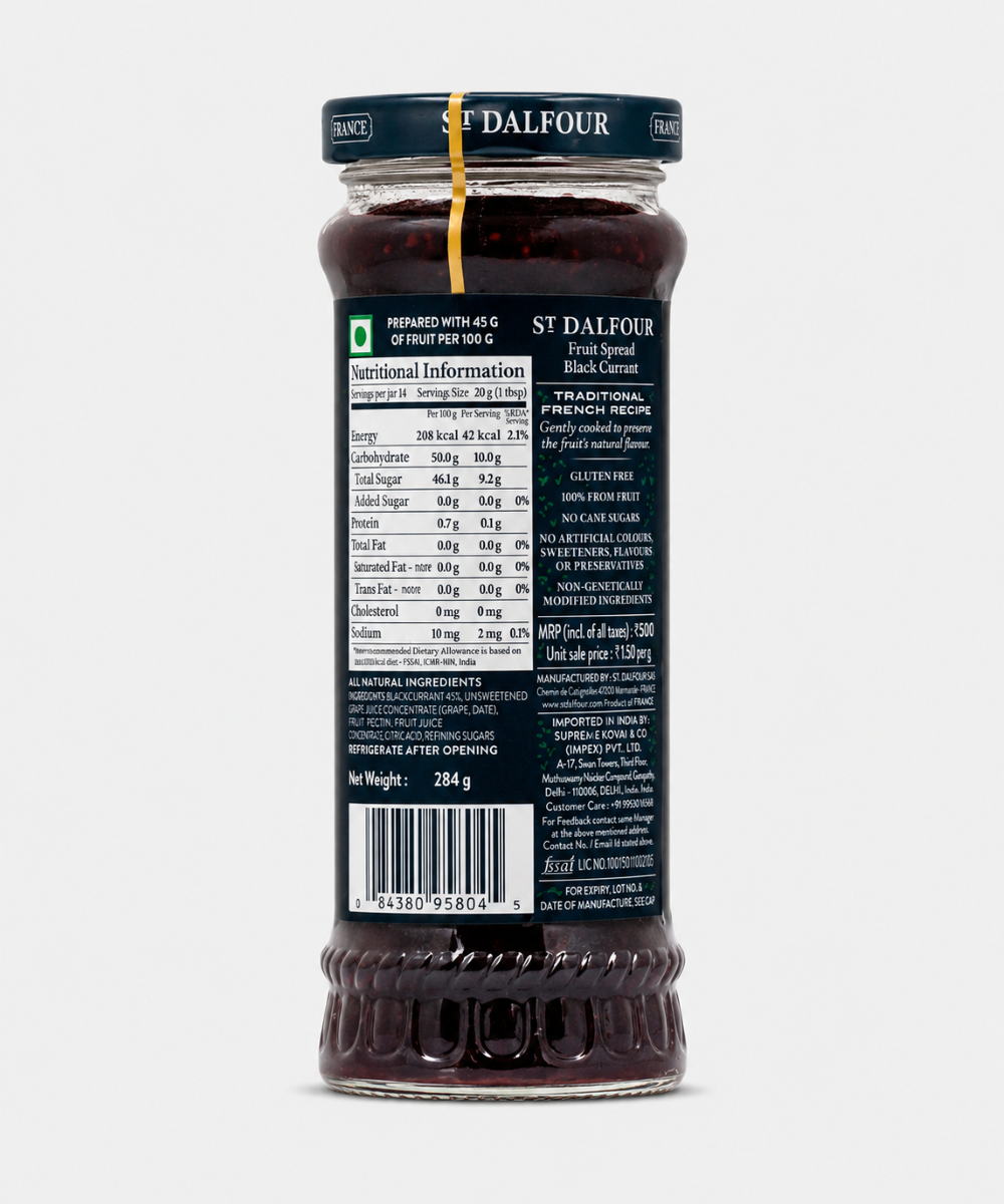 St Dalfour Blackcurrant Jam 284 Gm