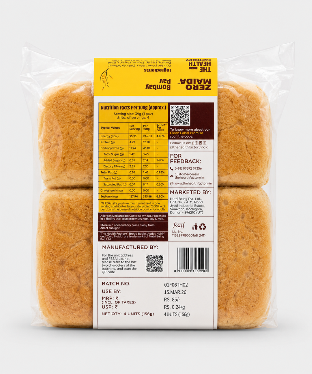 The Health Factory Zero Maida Bombay Pav 156 Gm