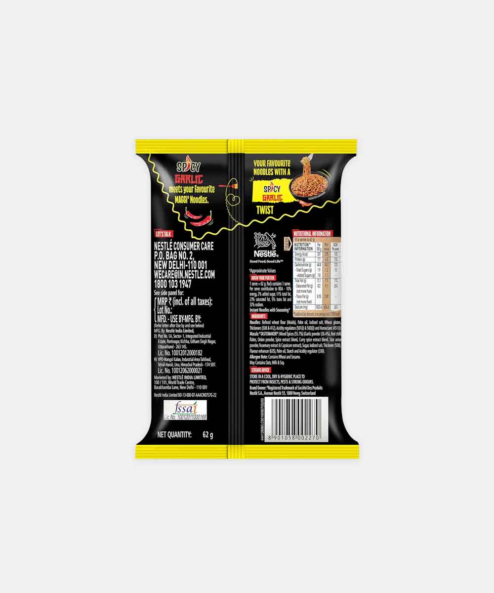 Nestle Maggi Noodles Spicy Garlic 62 Gm