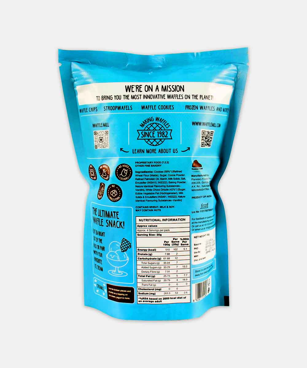 Waffle Mill Cookies & Cream Waffle Chips 80 Gm