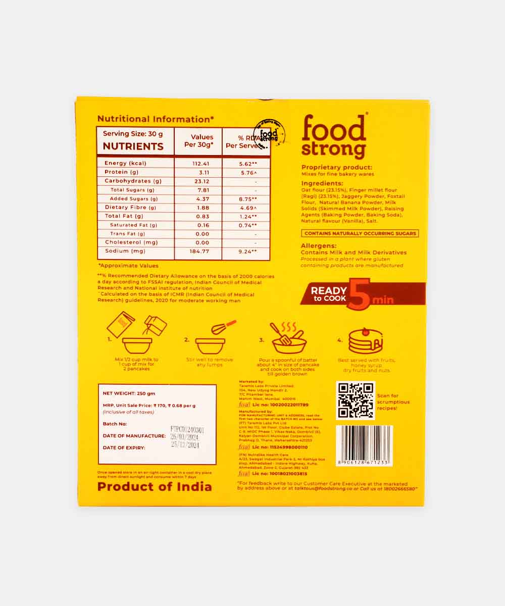 Food Strongoats & Millet Vanilla Banana Pancake Mix 250 Gm