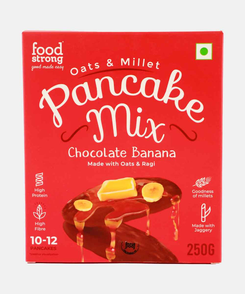 FOOD STRONG OATS & MILLET CHOCOLATE BANANA PANCAKE MIX 250 GM