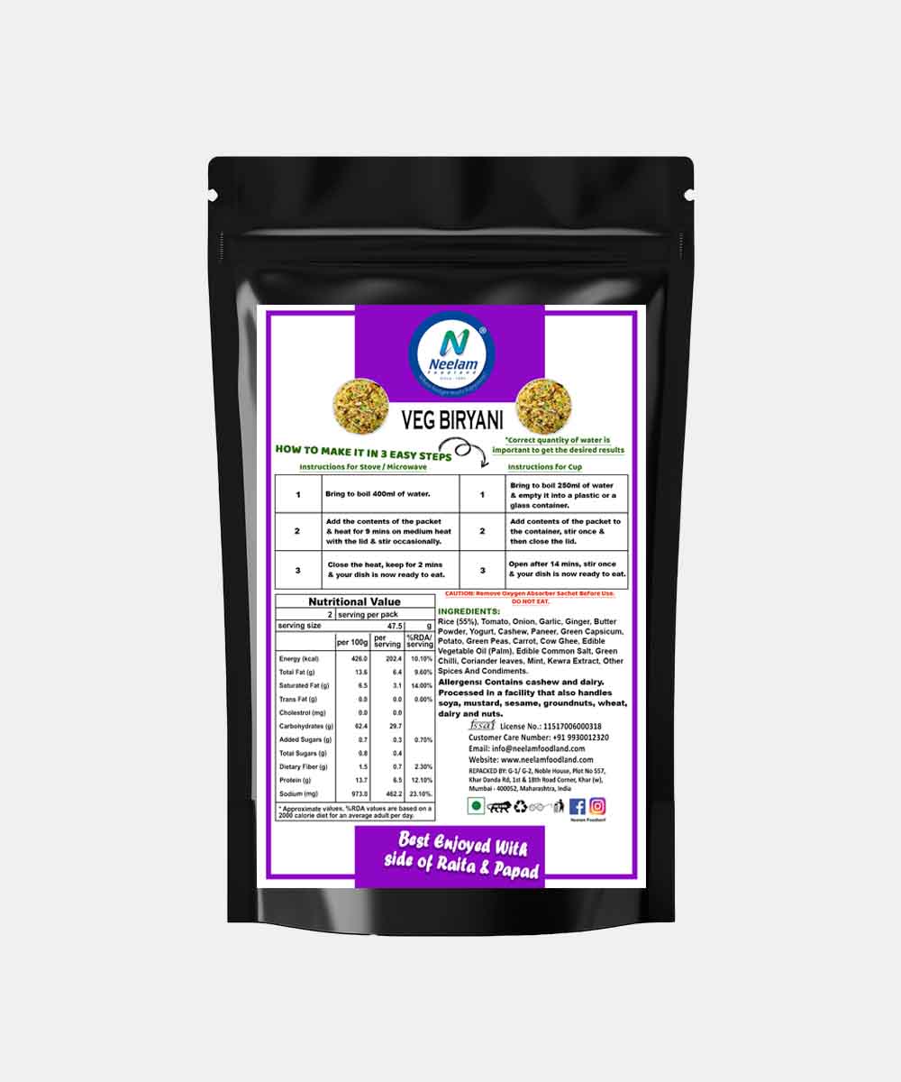 Neelam Freeze Dried Veg Biryani 95 Gm