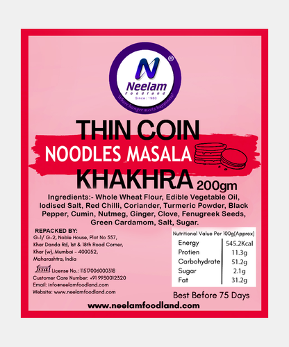 Thin Coin Noodles Masala Khakhra 200 Gm