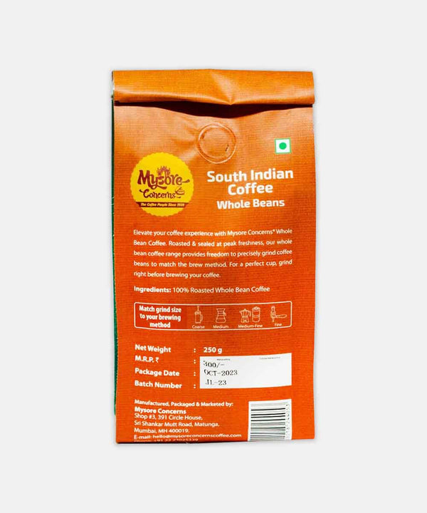 MYSORE CONCERNS SOUTH INDIAN WHOLE COFFEE BEANS 250 GM