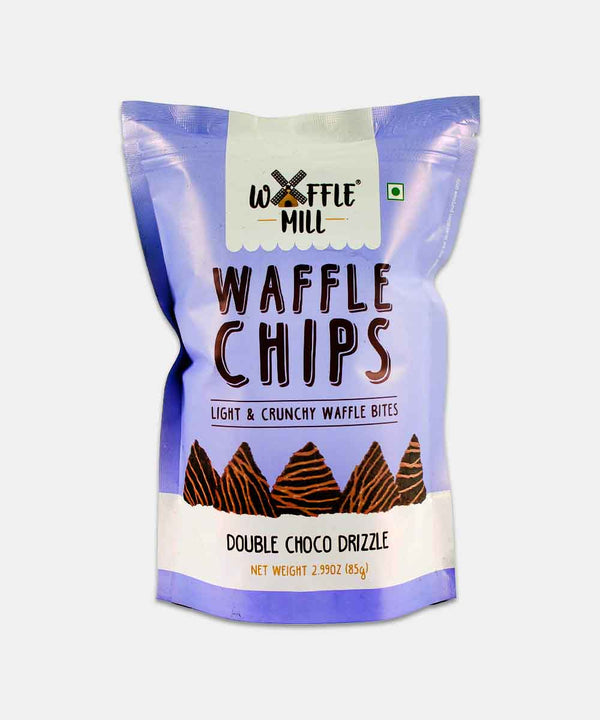 WAFFLE MILL DOUBLE CHOCO DRIZZLE WAFFLE CHIPS 85 GM