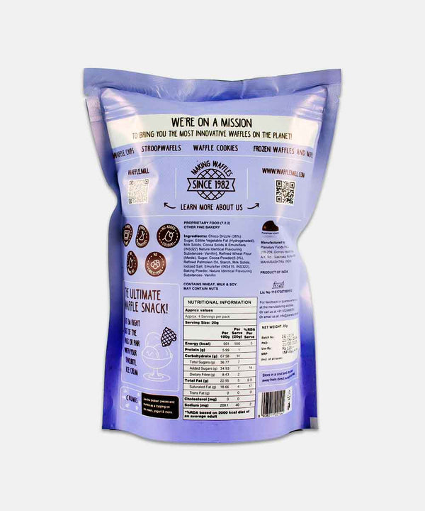 WAFFLE MILL DOUBLE CHOCO DRIZZLE WAFFLE CHIPS 85 GM