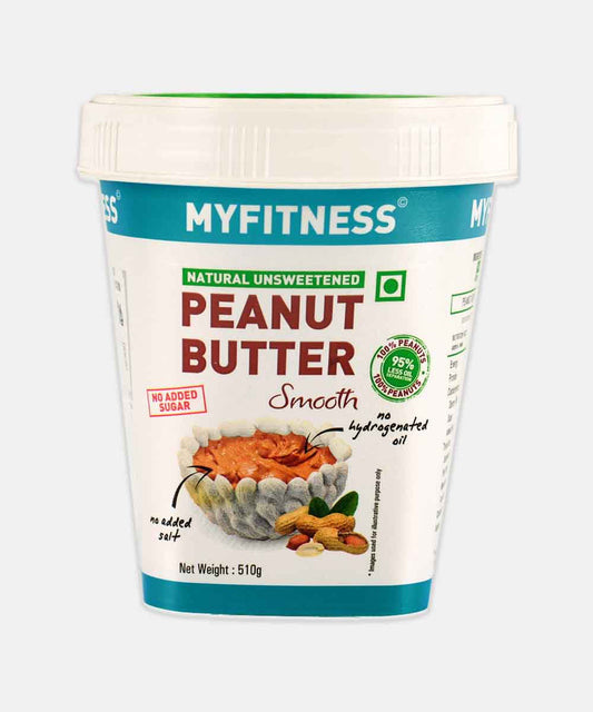 Myfitness Natural Unsweetend Smooth Peanut Butter No Added Sugar No Added Salt 510 Gm