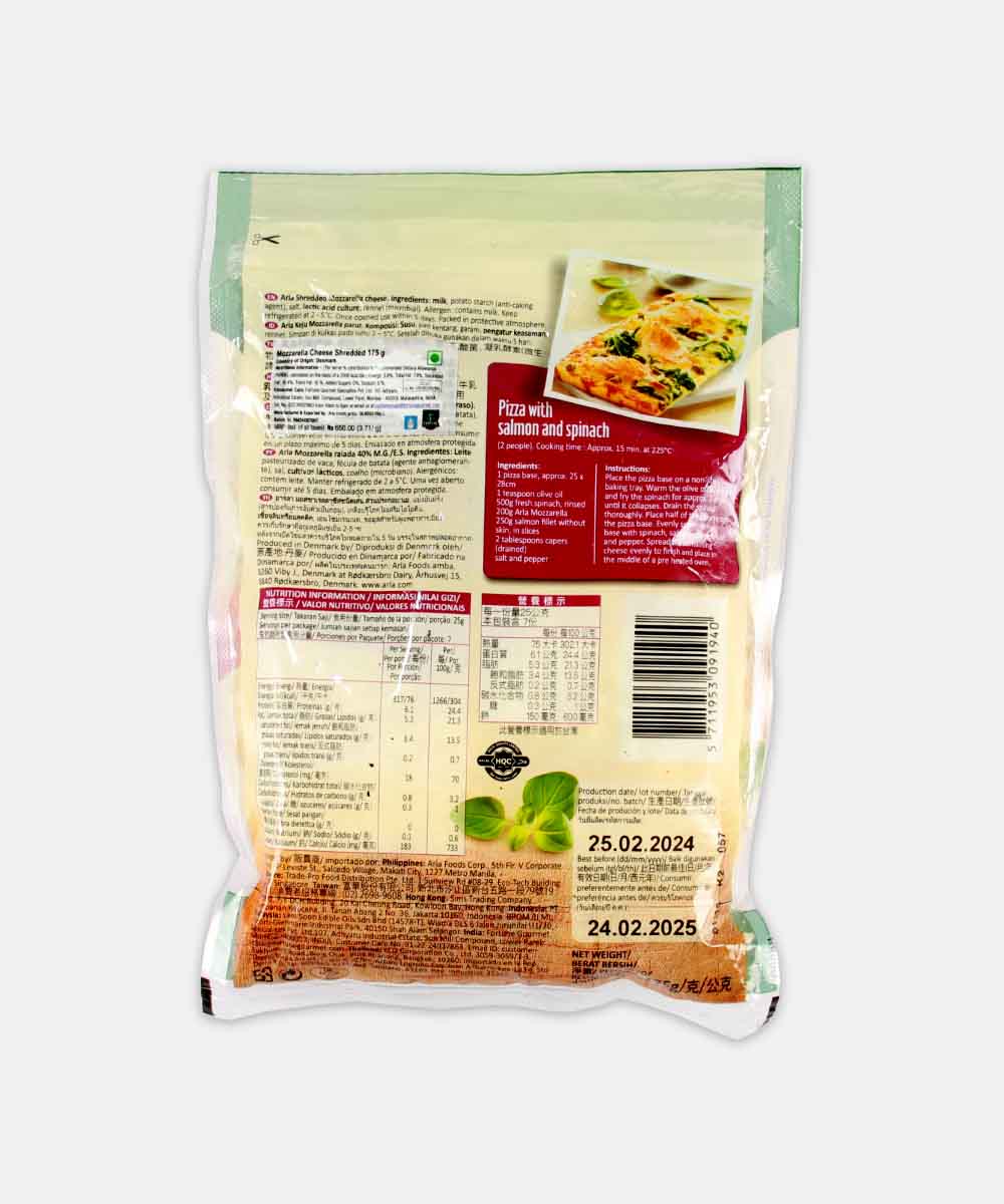 Arla Naturally Mozzarella Cheese Shredded 175 Gm
