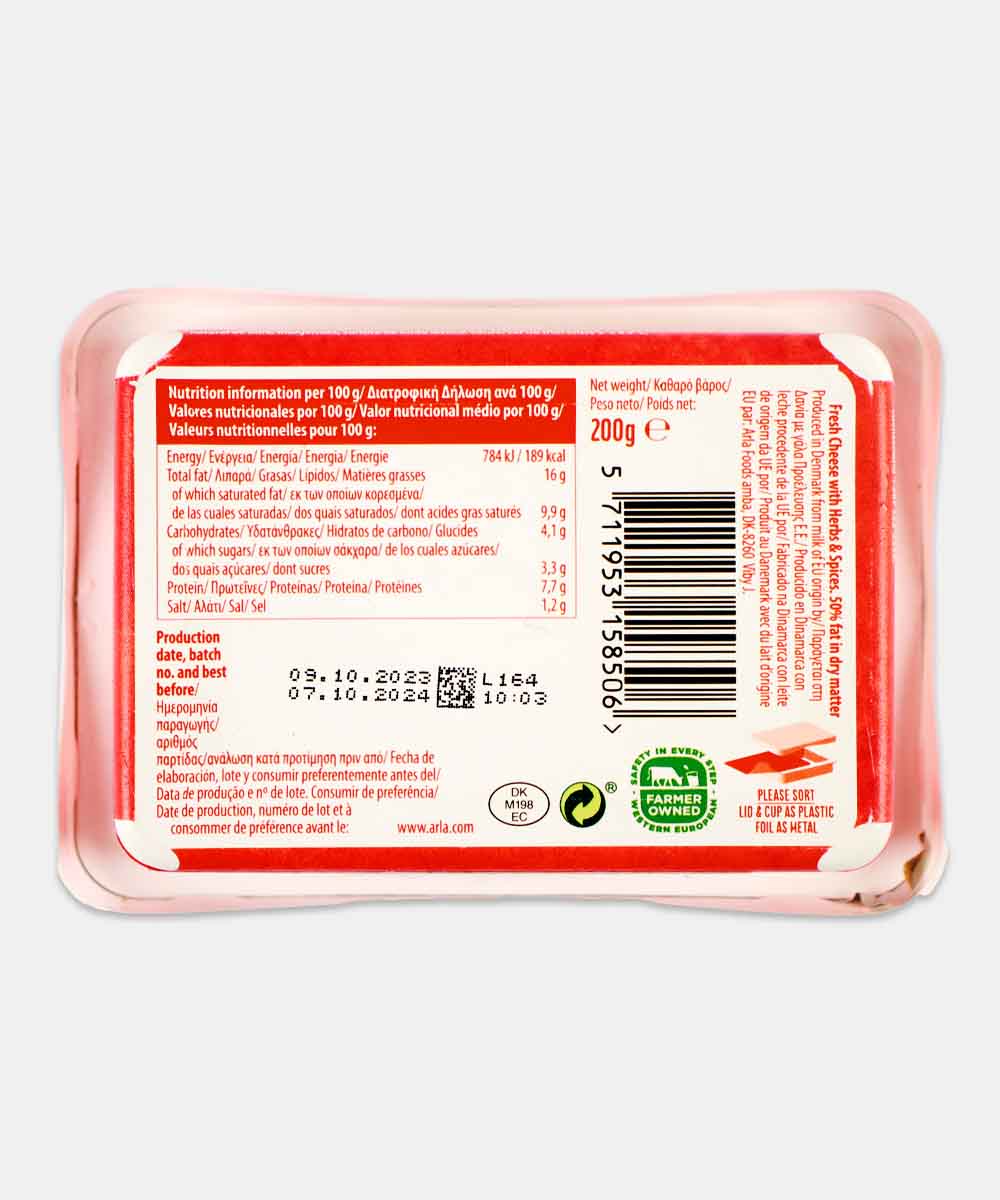 Arla Herbs & Spices Fresh Cheese 200 Gm