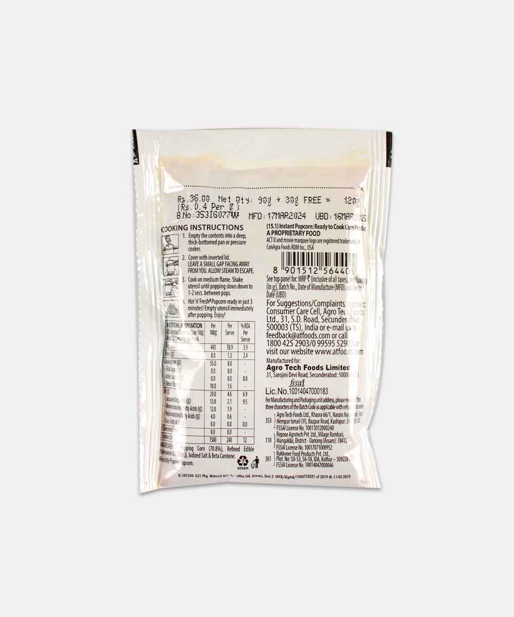 Act Ii Golden Sizzle Instant Popcorn 120 Gm