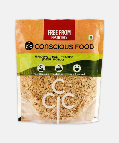 Conscious Food Brown Rice Flakes Poha 500 Gm