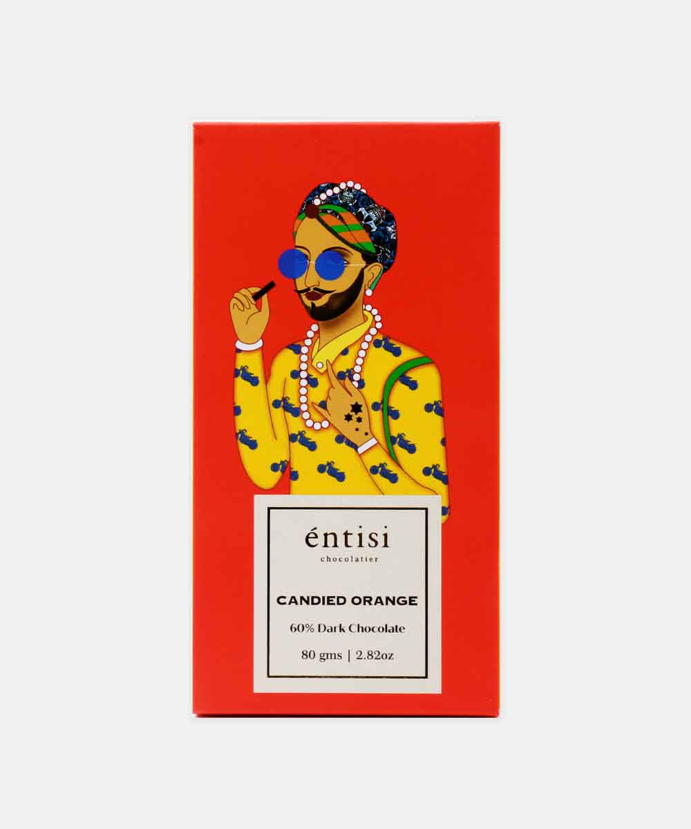 Entisi Candied Orange 60% Dark Chocolate 80 Gm