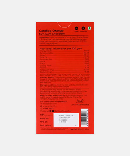 Entisi Candied Orange 60% Dark Chocolate 80 Gm