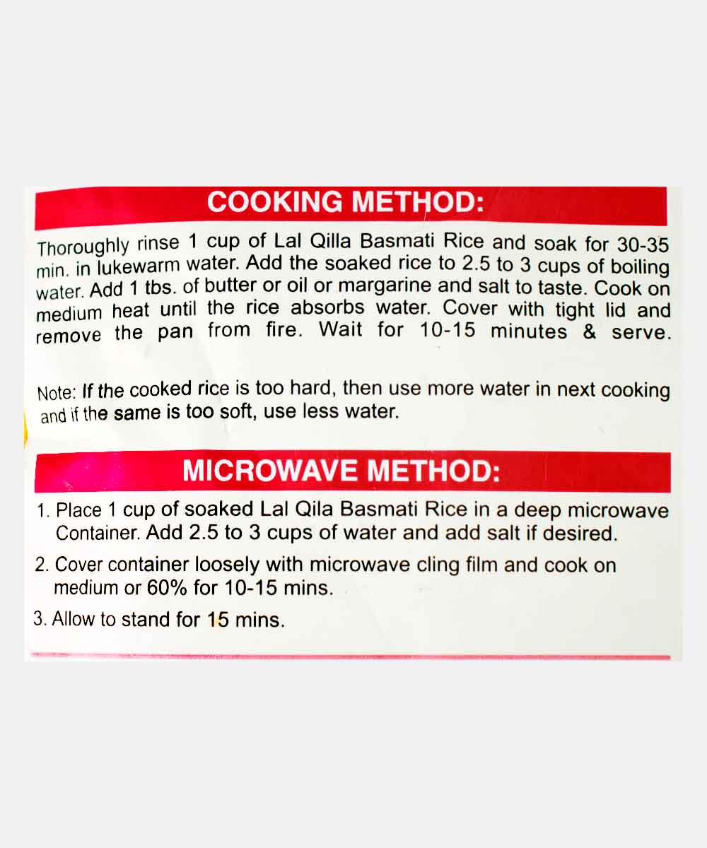 Lal Qilla Basmati Rice 5 Kg