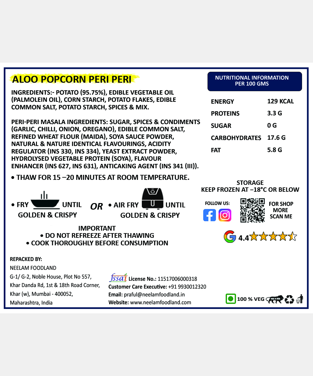 Aloo Popcorn Peri Peri 400 Gm