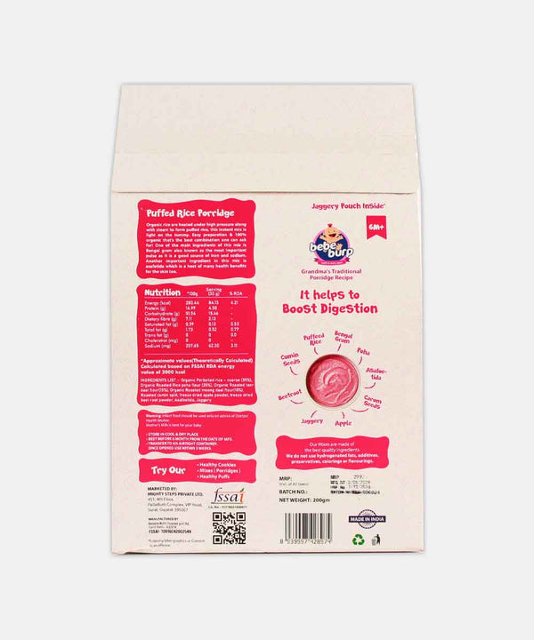 BEBE BURB MIXES FOR LITTLE ONES PUFFED RICE PORRIDGE WITH APPLE BEETROOT 200