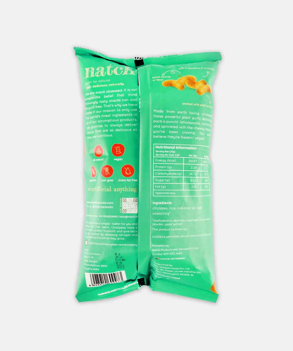 Natch Chickpea Vegan Cheddar Puffs 65 Gm