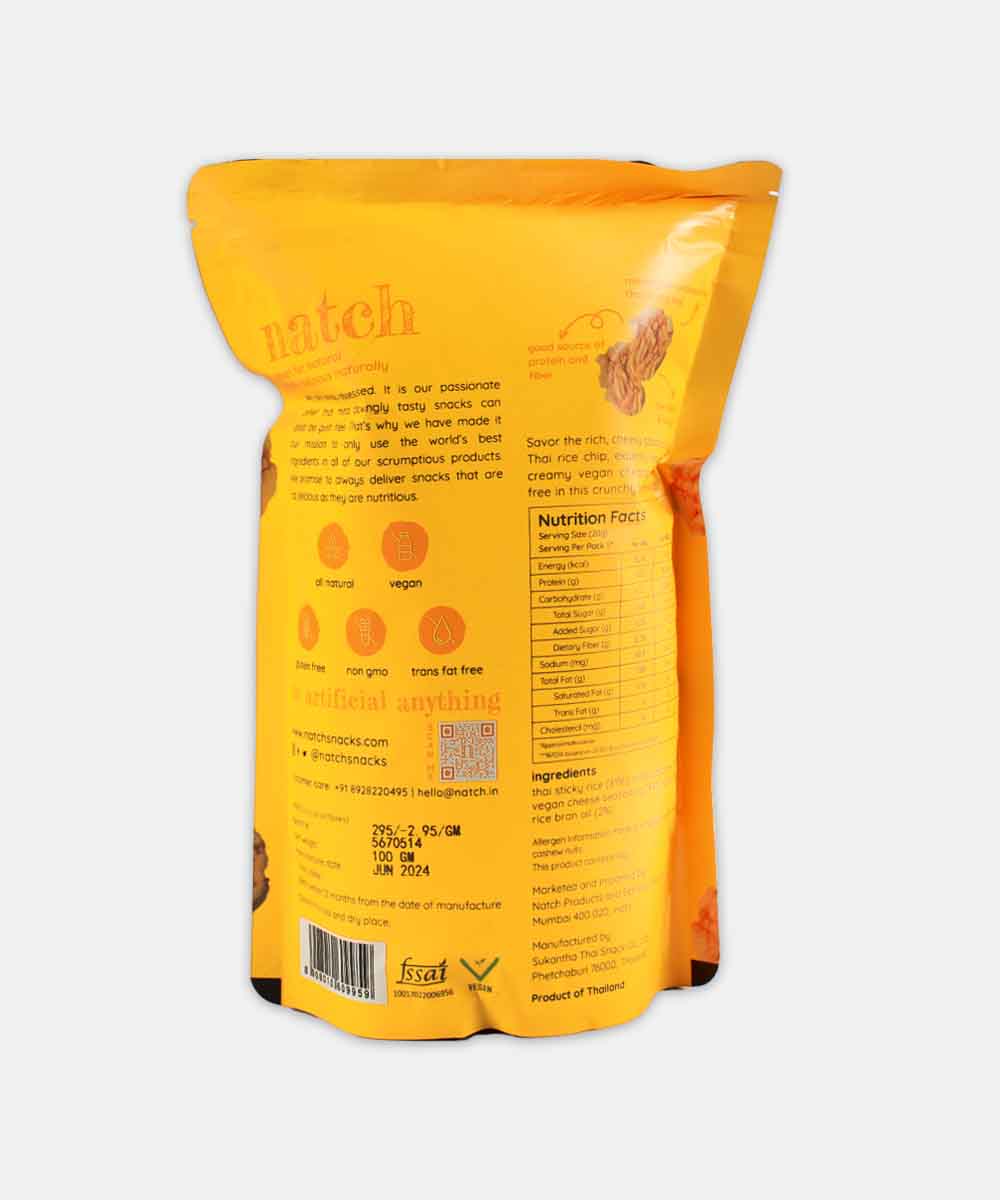 Natch Vegan Cheddar Thai Rice Chips 100 Gm