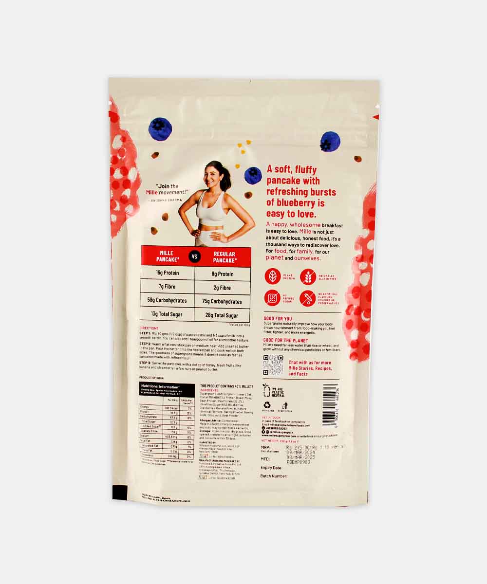 Mille Blueberry Millet Pancake Mix 250 Gm