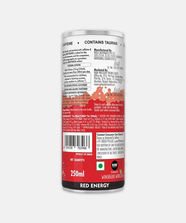 RAW PRESSERY RED ENERGY DRINK 250 ML