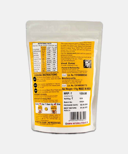 Naturally Yours Black Rice Pasta 175 Gm