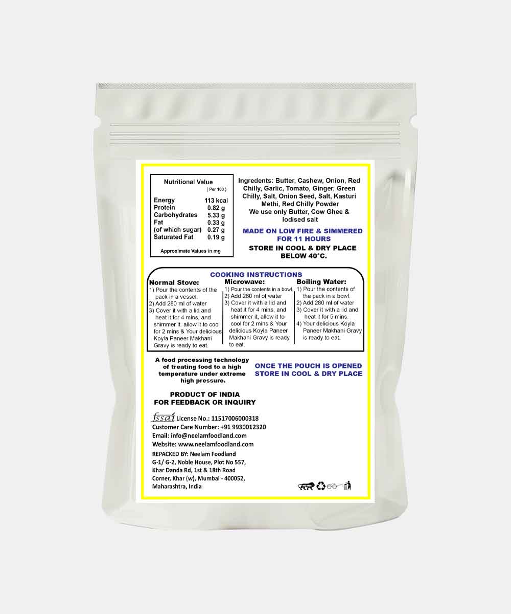 Neelam Dehydrated Koyla Paneer Makhani Gravy 70 Gm